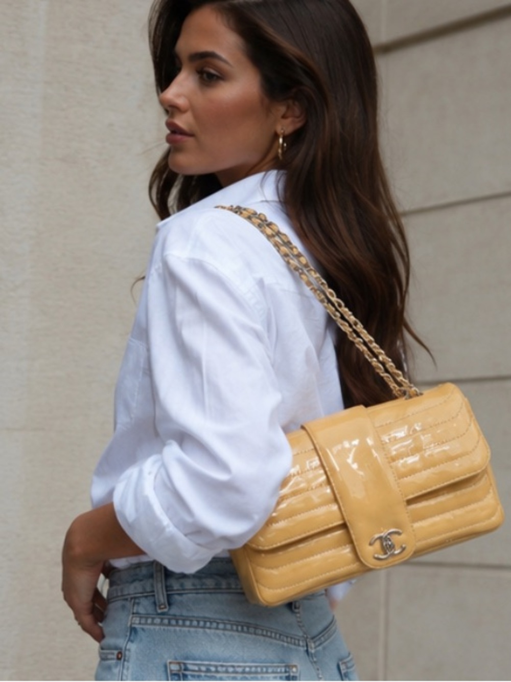 Authentic CHANEL Patent Leather Shoulder Bag – Box, Dust Bag & Authenticity Card